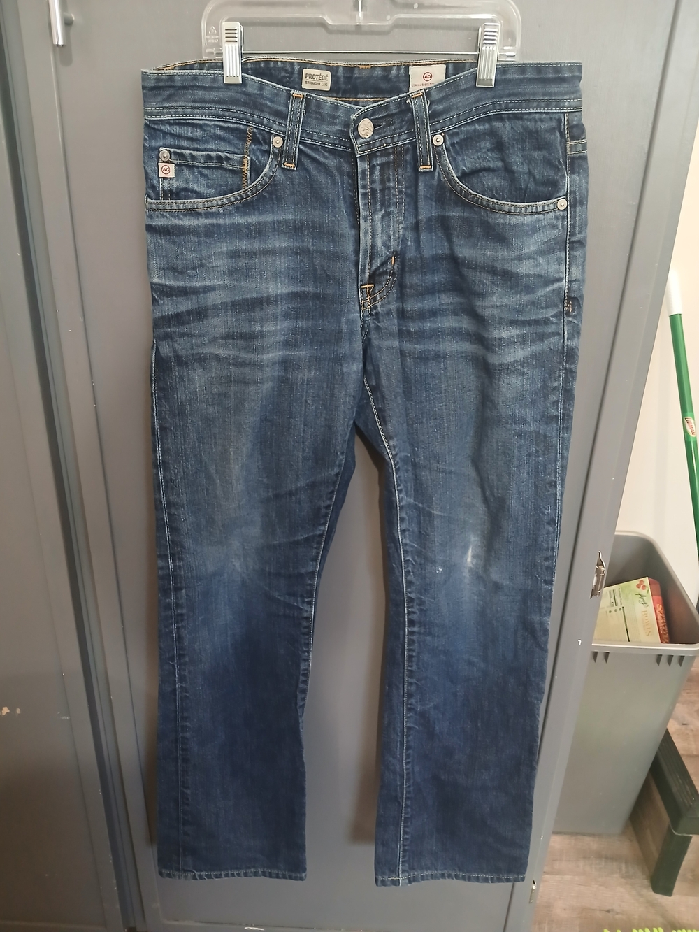 Ag Adriano Goldschmied Straight-Leg Jeans in Blue Denim